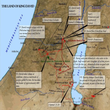 An Old Testament map of the feats and events of King David.