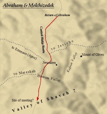 Abraham & Melchizedek met outside of ancient Jerusalem. This map of ancient Jerusalem depicts a possible meeting place.
