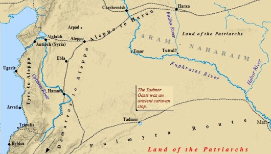 An Old Testament map of Aram Naharaim.