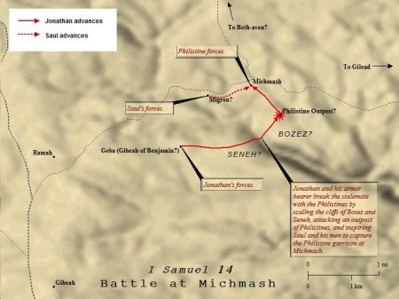 A Map of the Battle at Michmash