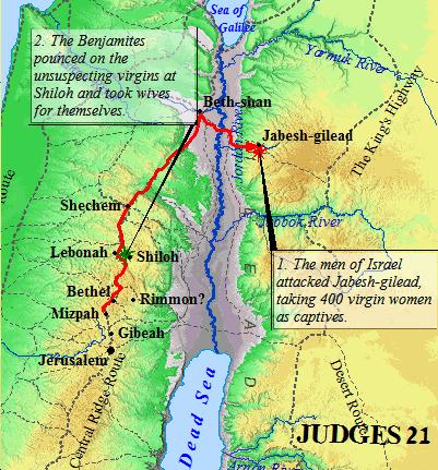A Map of the Benjamites in Judges 21