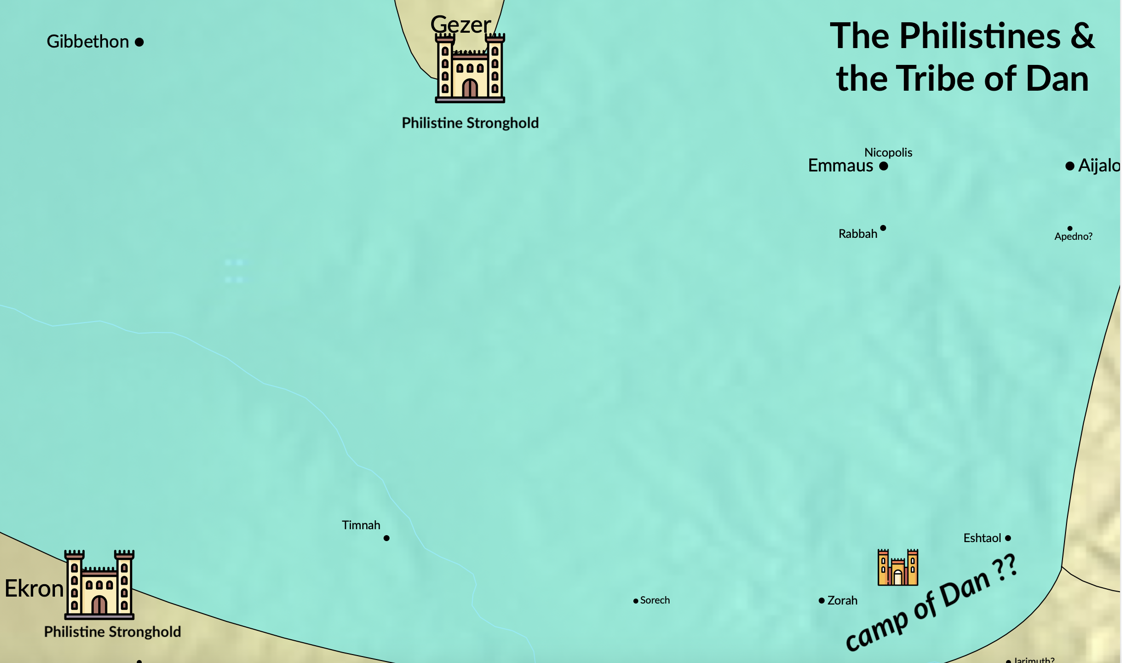 A map of the "Camp of Dan" within the tribe of Dan.