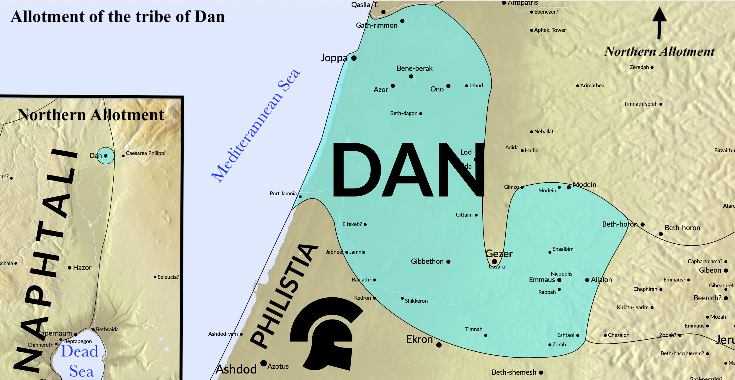 A map of the allotment for the tribe of Dan.