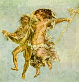 A painting of Greek gods dancing in celebrations.