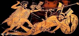 Dionysos slays the giant Eurytos.