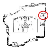The location of the Lions Gate among the gates of Jerusalem.