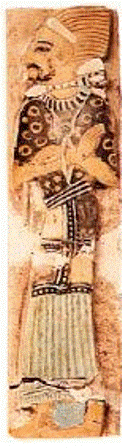 An ancient stone painting of a Habiru prisoner of war.