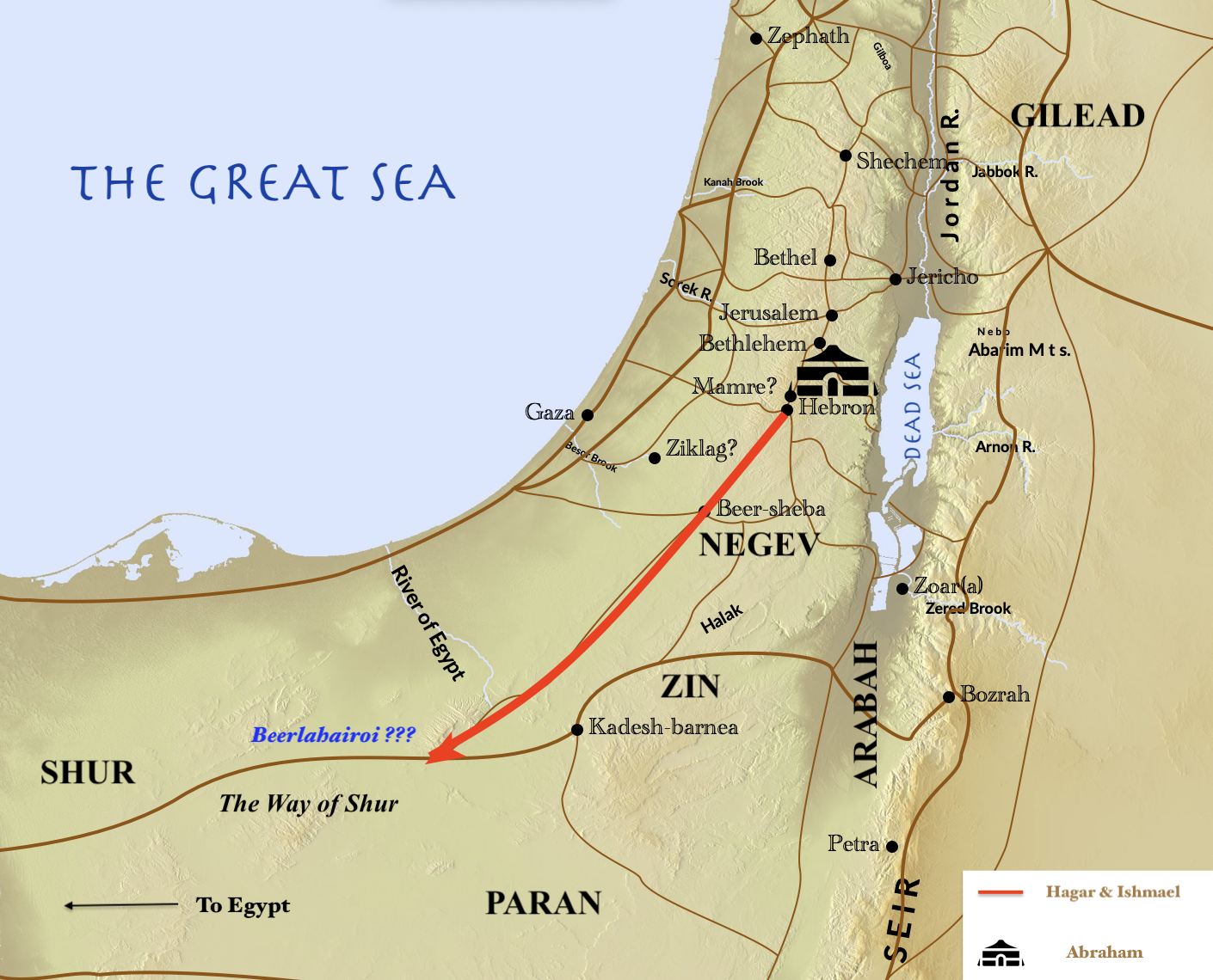Hagar-Ishmael-Beerlahairoi-Map