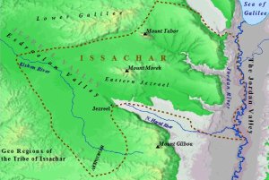 A map of the geography of the land of Issachar.