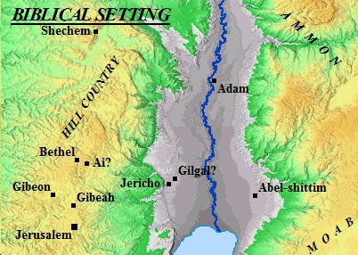 A map of Jericho and its neighboring cities.