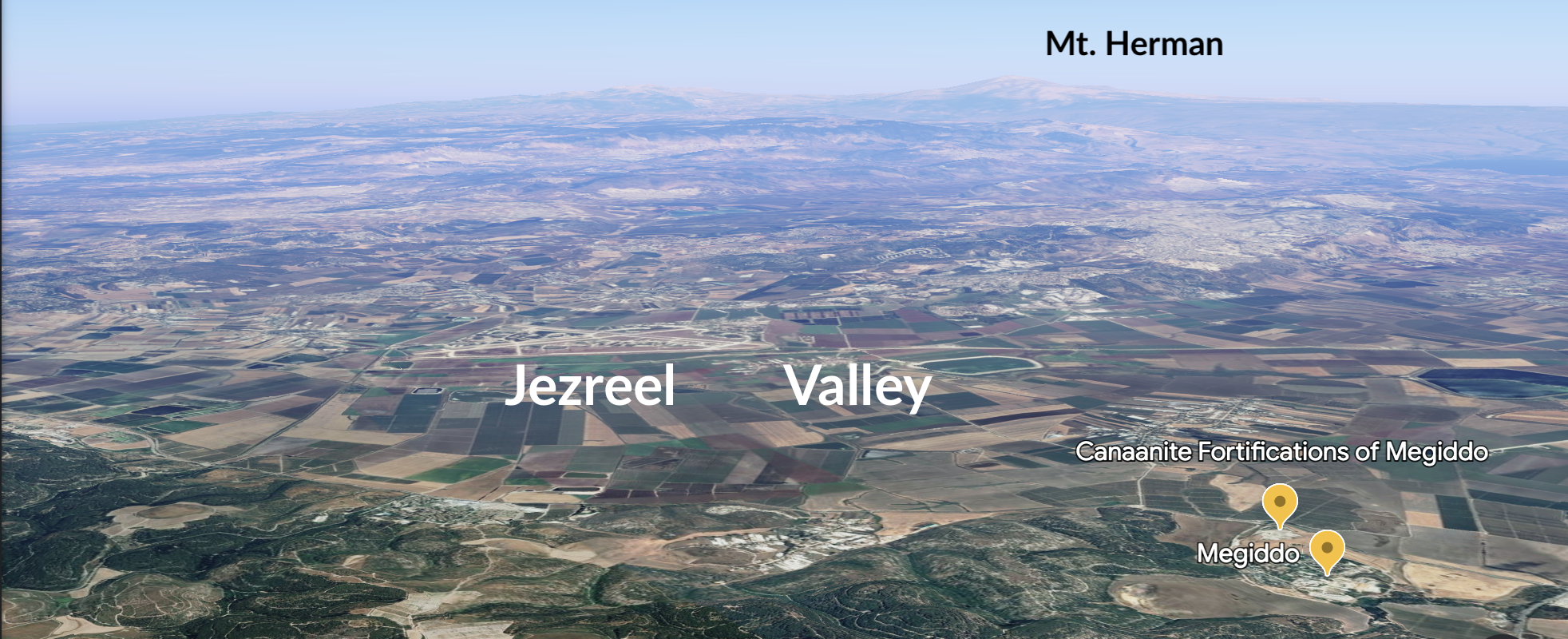 The Jezreel Valley from Megiddo, with Mt. Herman towering in the background.