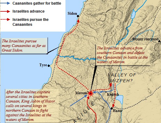 A map of the battle of Merom in Lebanon.