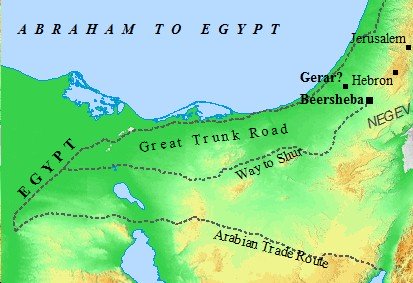 Abraham journeys from Canaan to Egypt