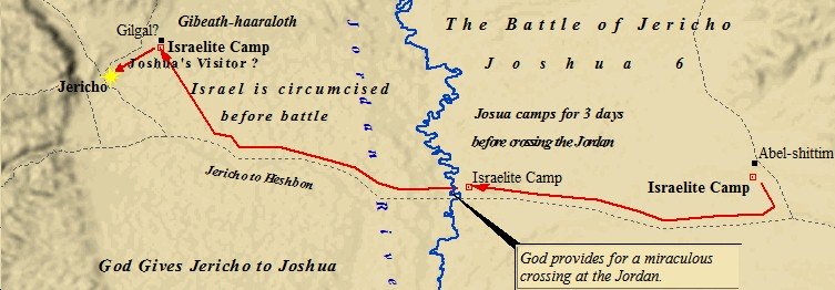 Joshua sent spies ahead into Jericho to gather intel. They were harbored by Rahab the harlot, who also helped them escape down the city walls.