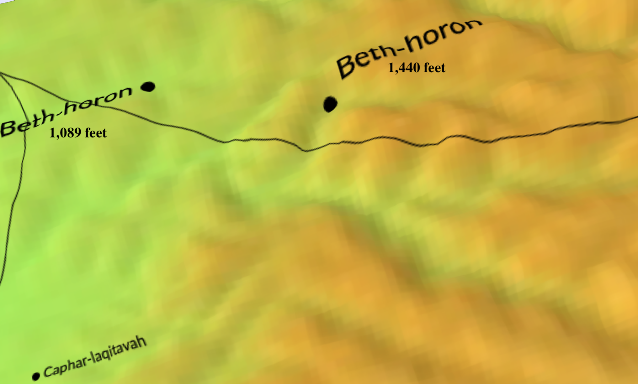 A topography map of Beth-horon in the tribe of Ephraim.