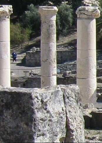 Ancient Columns from a synagogue in Chorazin