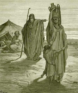 Gustav Dore depicts Abraham casting out Hagar and Ishmael.