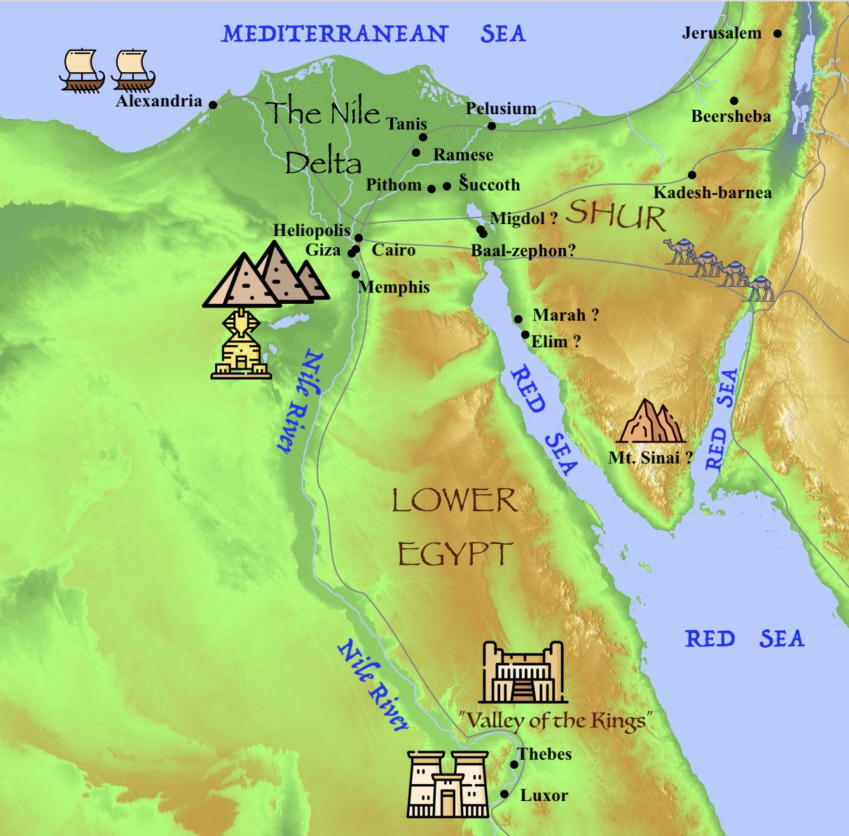 A map of ancient Egypt.