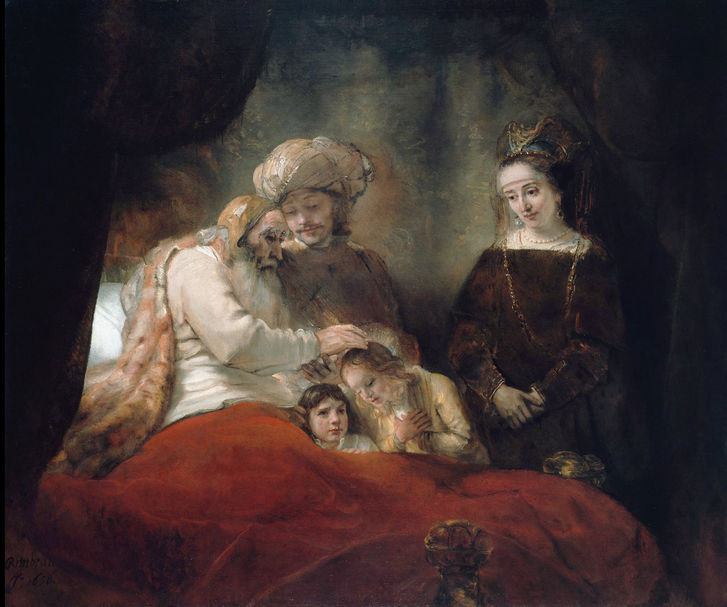 Rembrandt's 1656 painting of Jacob blessing Ephraim & Manasseh.