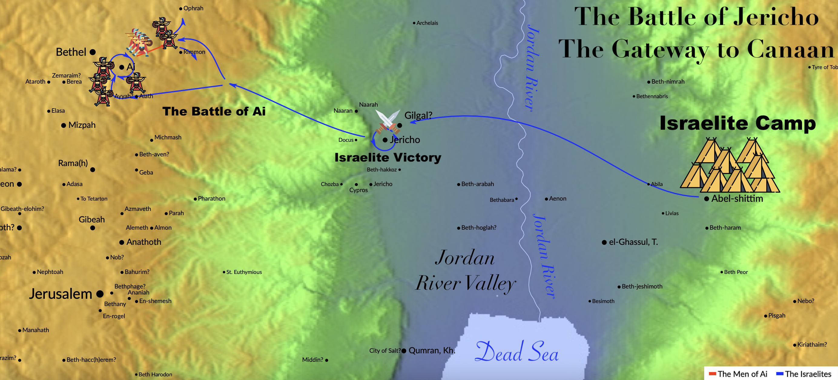 Battle map of Jericho and the subsequent Battle of Bethel & Ai.