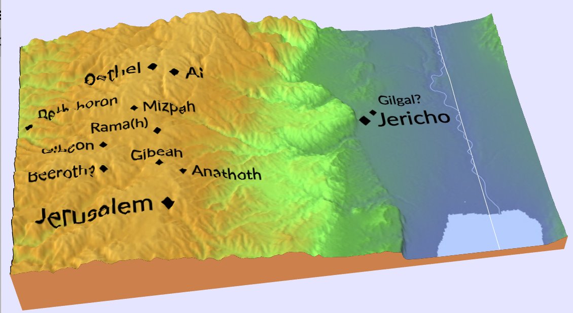 Jericho lie in the Jordan River Valley and led upwards into the hill country near Ai and Jerusalem.