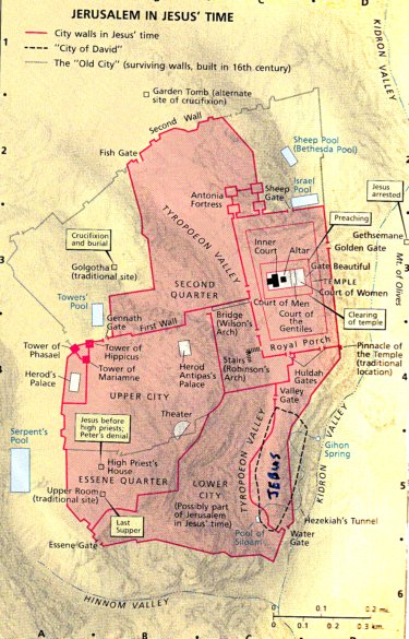 A map of Jerusalem during the time of Jesus life & ministry.