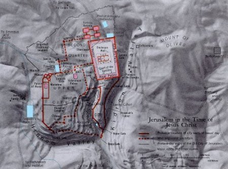 A map of Jerusalem's geography during the time of Jesus