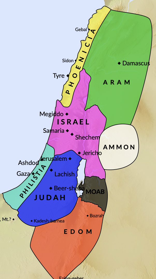 The divided kingdoms of Israel in the north, and Judah in the south. Both kingdoms eventually fell to foreign invaders.