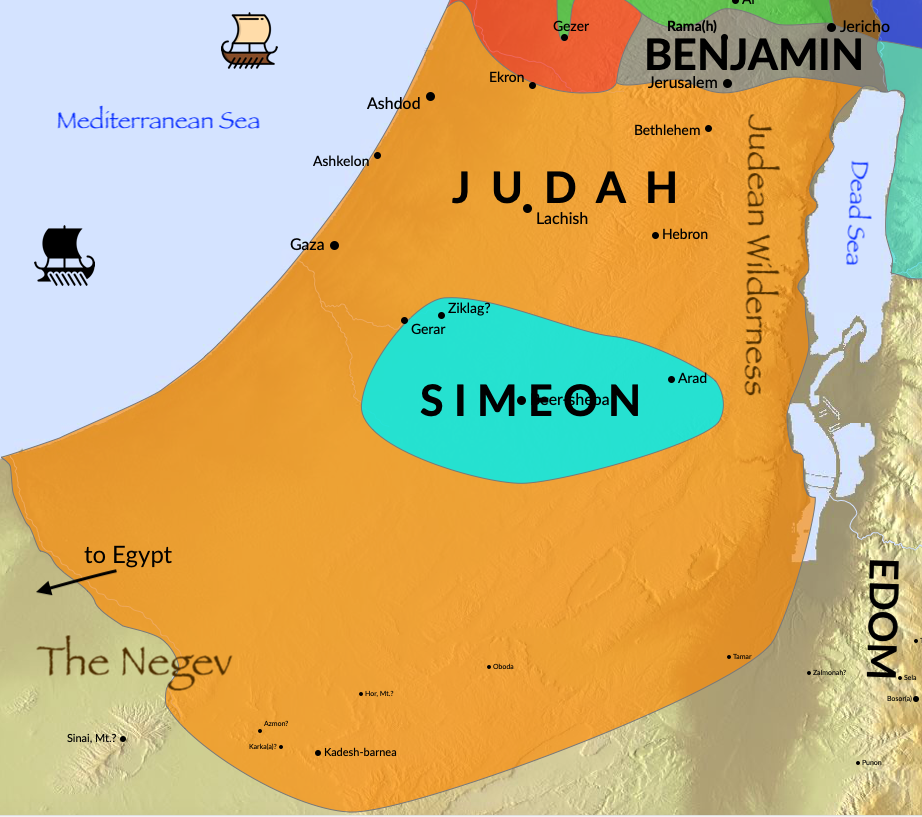 A boundary map of the tribe of Judah.