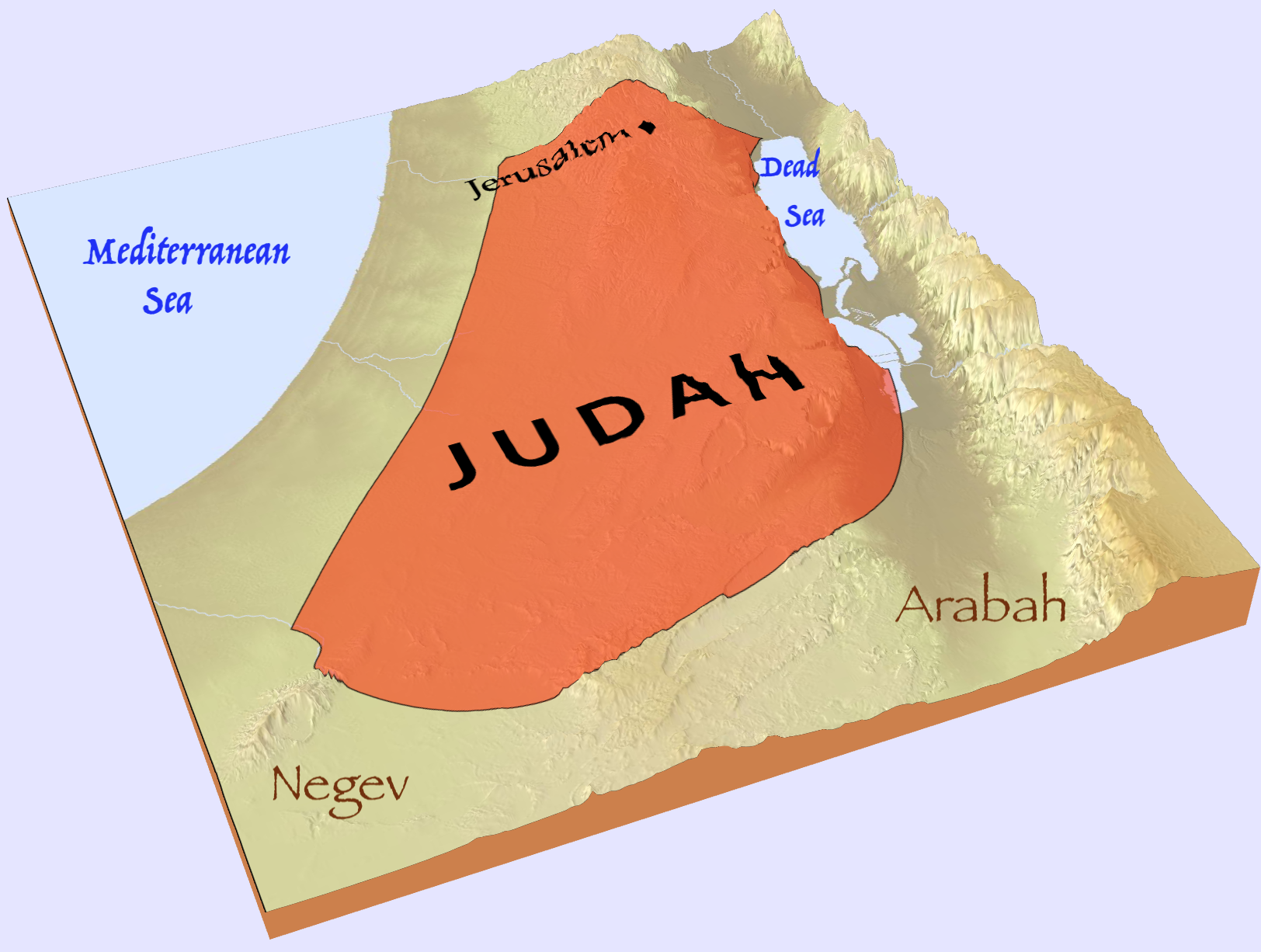 Tribe of Judah 3D topographical map.