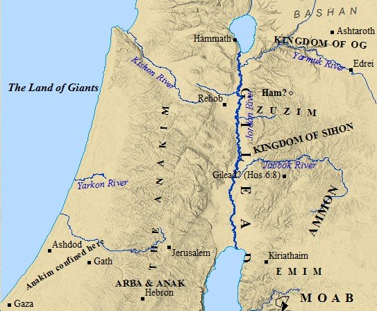 A map of the Nephilim in ancient Canaan.