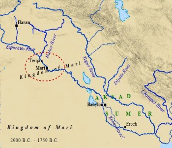 A map of the Kingdom of Mari in ancient Mesopotamia.