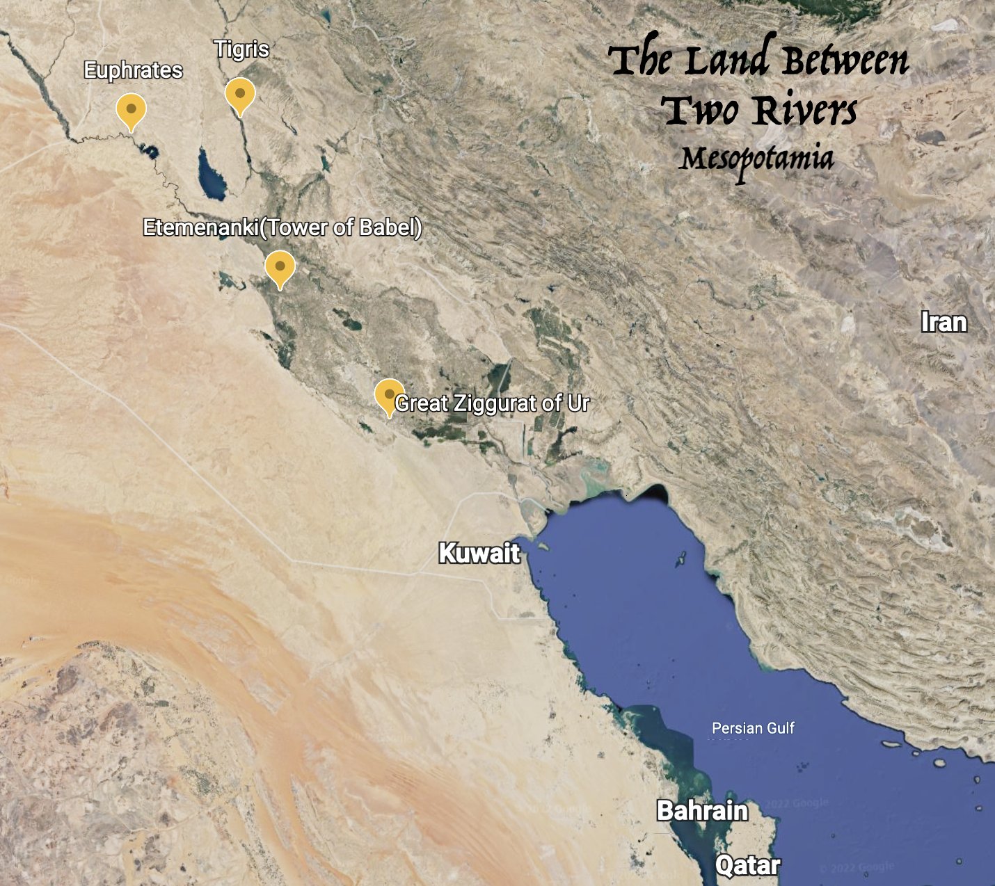 Google Earth view of ancient Mesopotamia.