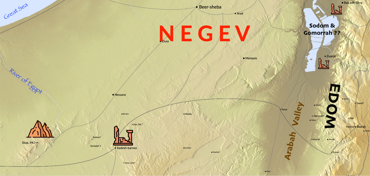 Map of the Negev and surrounding geography.
