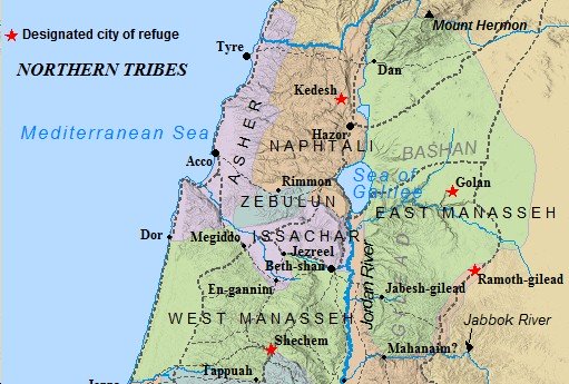 A map of the Northern Tribes of Israel - which would form the Northern Kingdom of Israel when the nation split in two.