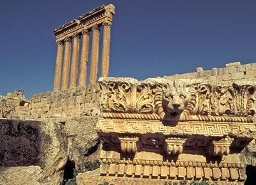 The great Roman temple built upon the ancient ruins of Baalbek.
