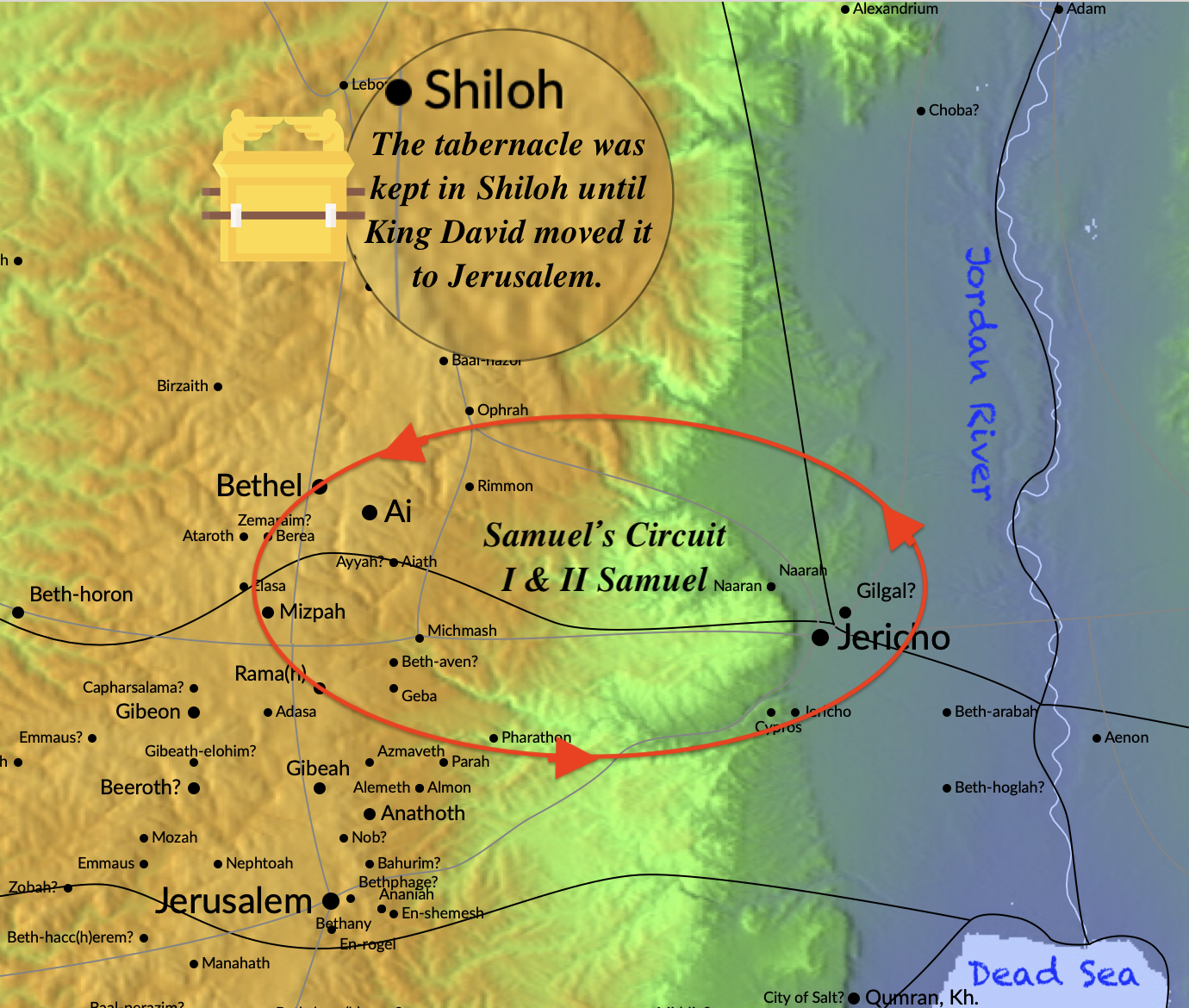 A map of ancient Shiloh in ancient Israel.