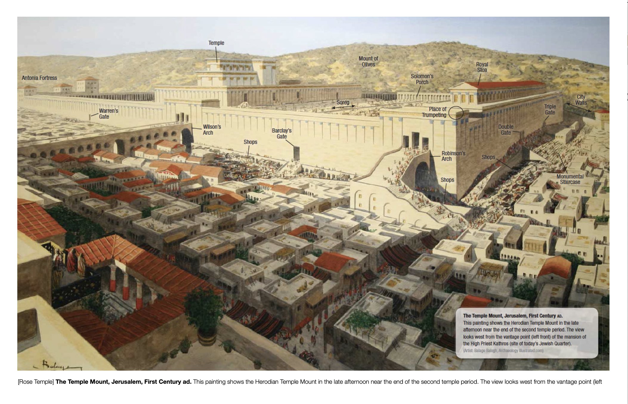 A painting of the Herodian Temple as it stood in the days of Jesus.