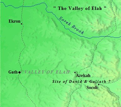 The armies of Israel & Philistia met in the Valley of Elah. The two armies never battled, as David killed the champion Goliath and set the Philistine army running.