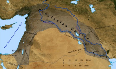 A map of the Babylonian Empire. Nebuchadnezzar sieged, razed and utterly destroyed Jerusalem in 586 BC. Jerusalem history has seen multiple sieges over its millennia of existence & occupation.