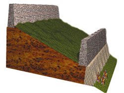 A computerized cross-section diagram of the walls of Jericho.